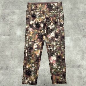 CK NWOT performance leggings with multicolor design and logo on top rear.